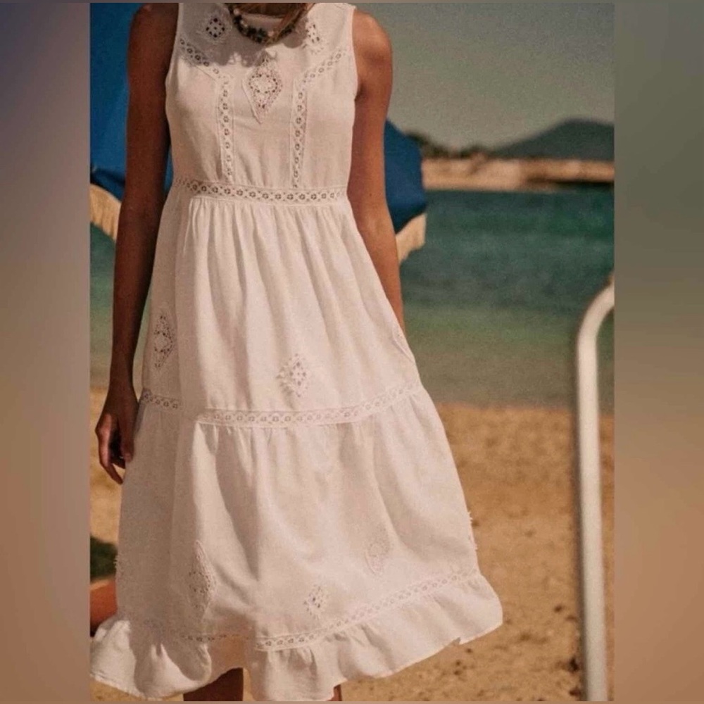 Sézane Zarri Midi Dress White FR34 - Picture 3 of 10